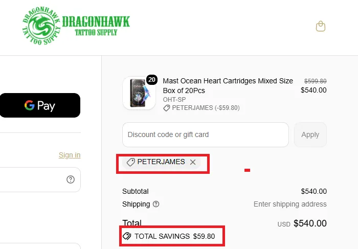 Dragonhawktattoos 10% off coupon code